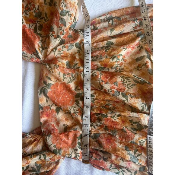 NWT Floral Puff Sleeve Midi Dress Size M Cottagecore Prairie Boho Festival - Picture 8 of 11